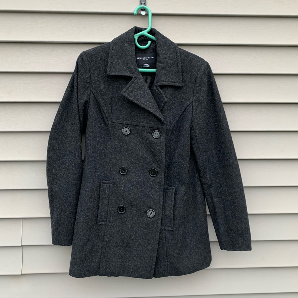 Classic charcoal gray wool peacoat